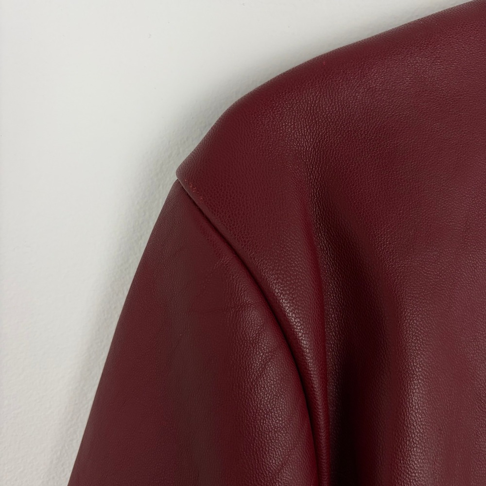 Mossimo Leather Jacket Red Genuine Leather Diamond Quilted Moto Biker Size Large - Picture 9 of 9